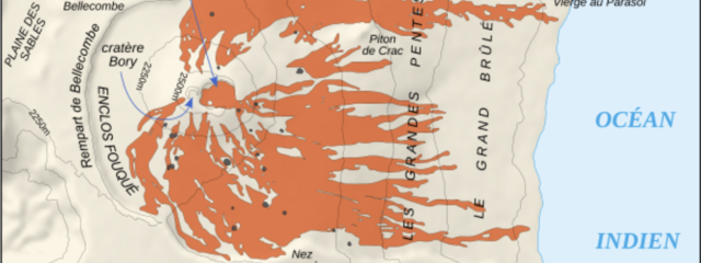 Coulées de lave émises lors des éruptions de 1972 à 2000 – Eric Gaba, 2007