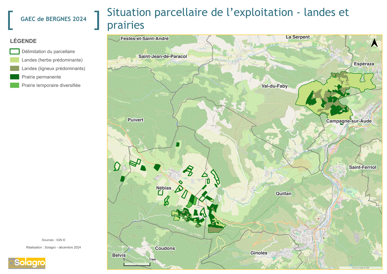 Situation du parcellaire du GAEC de Bergnes